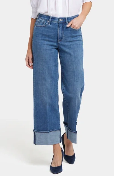 Nydj Teresa Cuffed Ankle Wide Leg Jeans In Blue