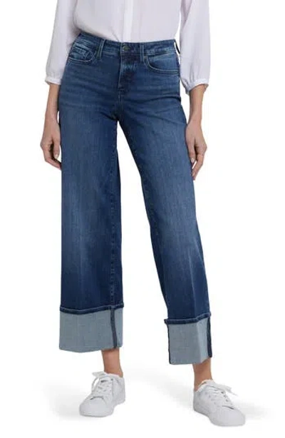Nydj Teresa Cuffed Wide Leg Jeans In Blue