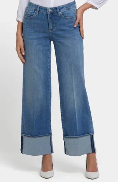 Nydj Teresa Cuffed Wide Leg Jeans In Brown