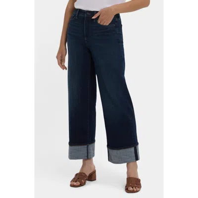 Nydj Teresa Deep Cuff Wide Leg Jeans In Blue