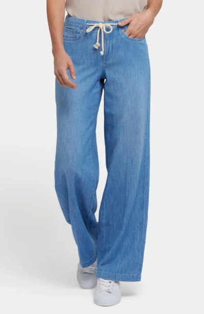 Nydj Teresa Drawstring Waist Wide Leg Pants In Blue