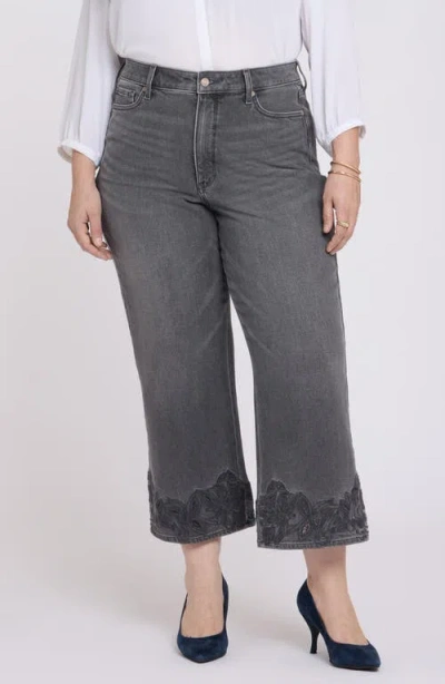 Nydj Teresa Embroidered High Waist Ankle Jeans In Gray