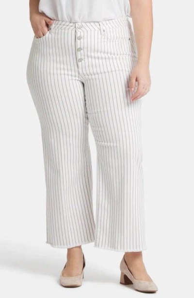 Nydj Teresa Exposed Button High Waist Ankle Wide Leg Jeans In Beach Cruise Stripe
