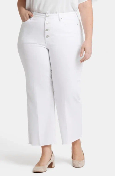 Nydj Teresa Exposed Button High Waist Ankle Wide Leg Jeans In Optic White