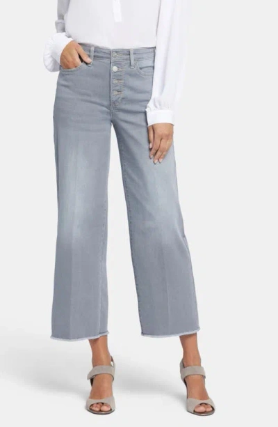 Nydj Teresa Exposed Button High Waist Ankle Wide Leg Jeans In Rocksand