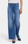 Nydj Teresa Frayed Wide Leg Jeans In Blue