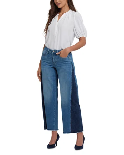 NYDJ TERESA HIGH RISE CONTRAST PANEL WIDE LEG JEANS IN AVENUE BLUE