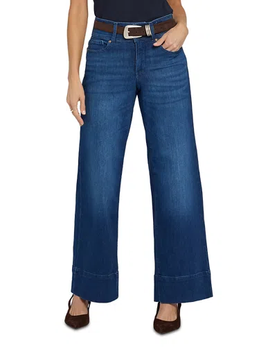 Nydj Teresa High Rise Wide Leg Double Button Jeans In Deep Wave In Blue