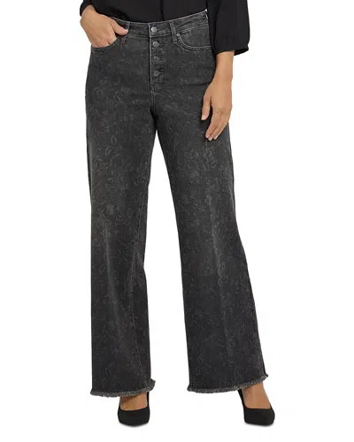 Nydj Teresa High Rise Wide Leg Jeans In Grey Province In Black