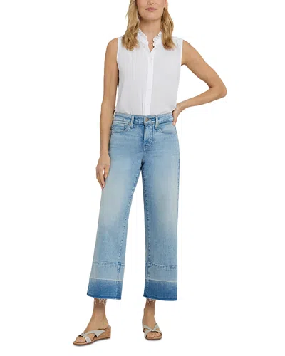 Nydj Teresa High Rise Wide Leg Shadow Hem Jeans In Oasis Sand In Blue