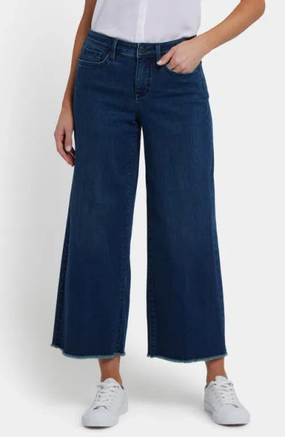 Nydj Teresa High Waist Fray Hem Wide Leg Ankle Jeans In Ibiza Blues