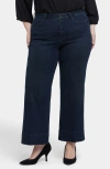Nydj Plus Teresa Womens High Rise Denim Wide Leg Jeans In Obsidian Blue