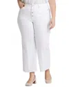 Nydj Teresa Exposed Button High Waist Ankle Wide Leg Jeans In White