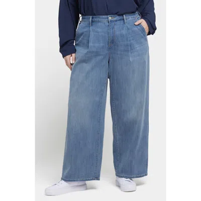 Nydj Teresa Pleated Ankle Wide Leg Jeans In Indigo Stream