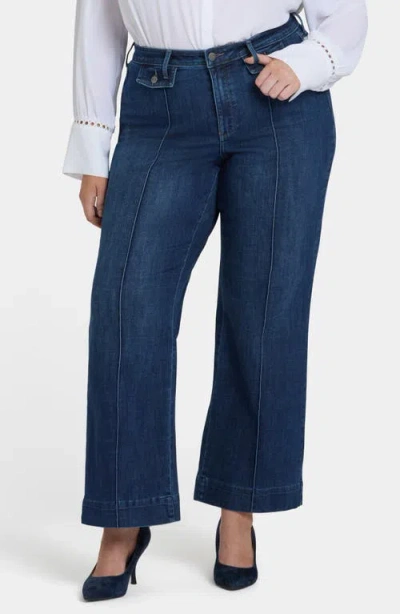 Nydj Teresa Slit Hem Wide Leg Jeans In Blue