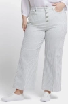 Nydj Teresa Stripe Exposed Button Ankle Wide Leg Jeans