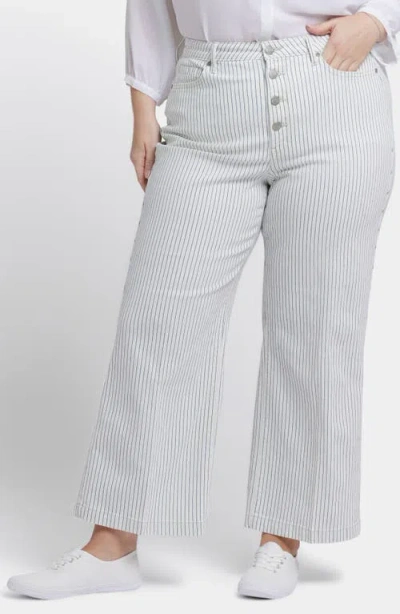Nydj Teresa Stripe Exposed Button Ankle Wide Leg Jeans