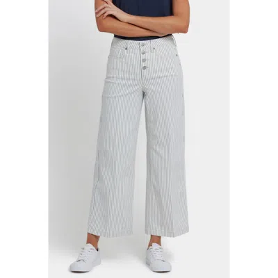 NYDJ NYDJ TERESA STRIPE EXPOSED BUTTON ANKLE WIDE LEG JEANS