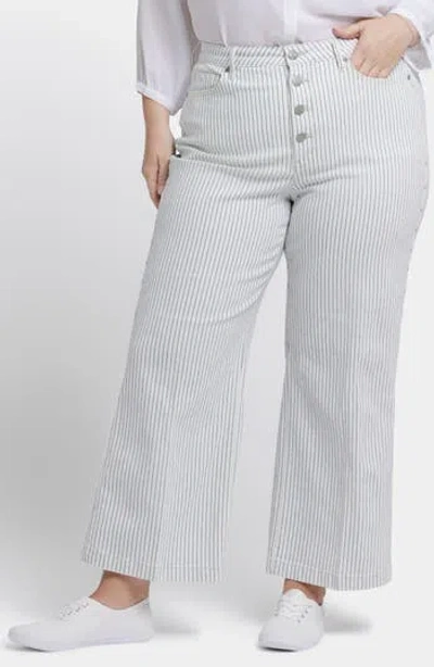 Nydj Teresa Stripe Exposed Button Ankle Wide Leg Jeans In Multi