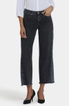 Nydj Teresa Two-tone Frayed Hem Wide Leg Jeans In Multi