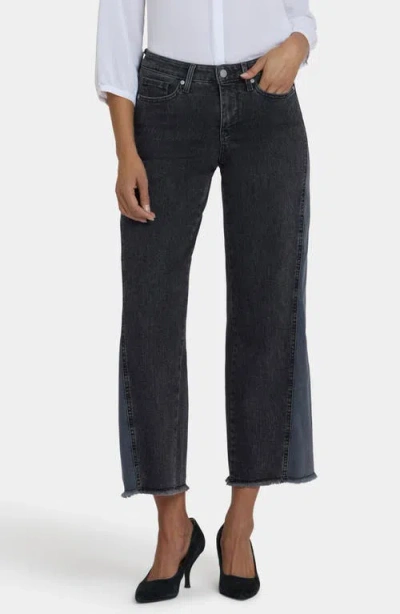 Nydj Teresa Two-tone Frayed Hem Wide Leg Jeans In Multi
