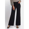 Nydj Plus Womens Stretch Denim Wide Leg Jeans In Black