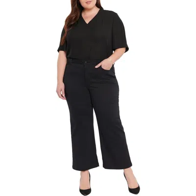 Nydj Teresa Womens Ankle Stretch Wide Leg Jeans In Black