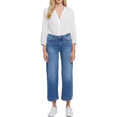 Nydj Teresa Womens Crop Denim Wide Leg Jeans In Bluewater