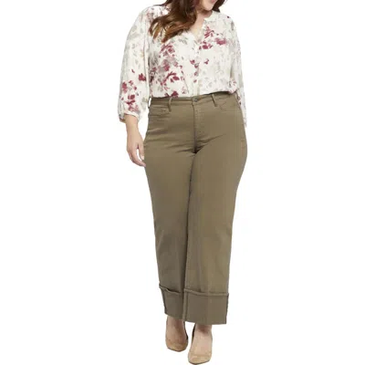 Nydj Teresa Womens Cuffed Denim Wide Leg Jeans In Multi