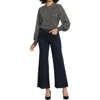 Nydj Teresa Womens Frayed Hem Denim Wide Leg Jeans In Multi