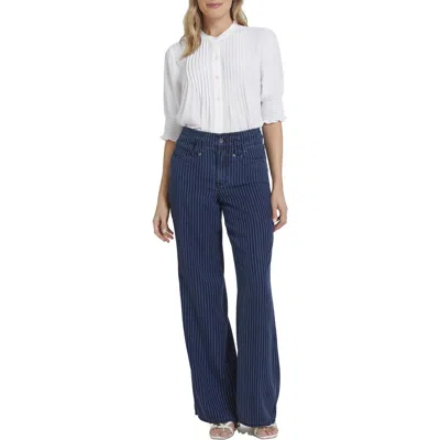 Nydj Teresa Womens High-rise Tencel Wide Leg Pants In Blue