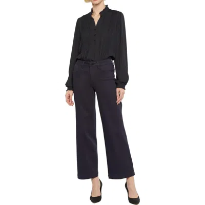 Nydj Teresa Womens Solid Denim Wide Leg Pants In Black