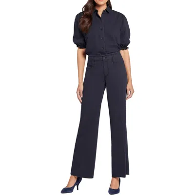 Nydj Teresa Womens Tummy Slimming Cotton Wide Leg Jeans In Rinse