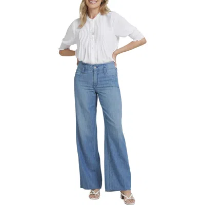 Nydj Teresa Womens Tummy Slimming Cotton Wide Leg Jeans In Misty Ridge