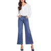 Shop Nydj Teresa Womens Tummy Slimming Cotton Wide Leg Pants In Multi