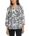 Nydj Three Quarter Sleeve Printed Pintucked Back Blouse In Acantha
