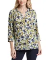 Nydj Pintuck Blouse In Indigo Blooms