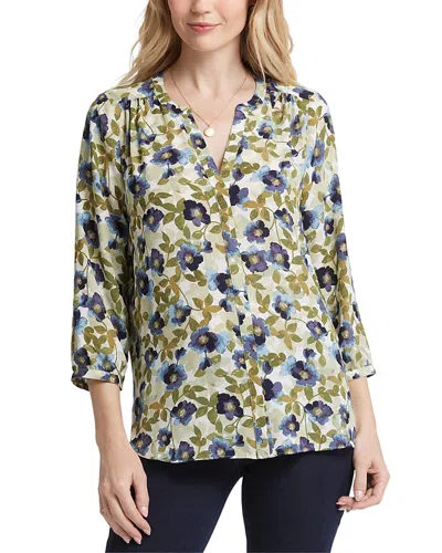 Nydj Pintuck Blouse In Indigo Blooms
