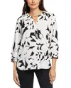 Nydj Three Quarter Sleeve Printed Pintucked Back Blouse In Lalas