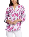 Nydj Three Quarter Sleeve Printed Pintucked Back Blouse In Ophelias Orchid