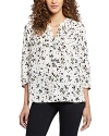 Nydj Three Quarter Sleeve Printed Pintucked Back Blouse In Sugarville