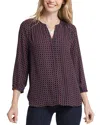 Nydj Three Quarter Sleeve Printed Pintucked Back Blouse In Twilight Blossom