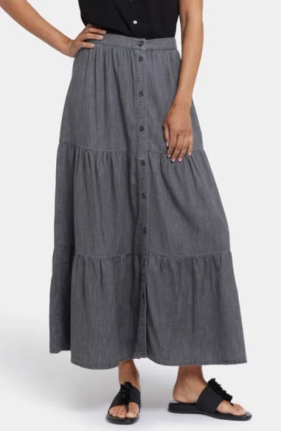 Nydj Tiered Denim Maxi Skirt In Spanish Rock
