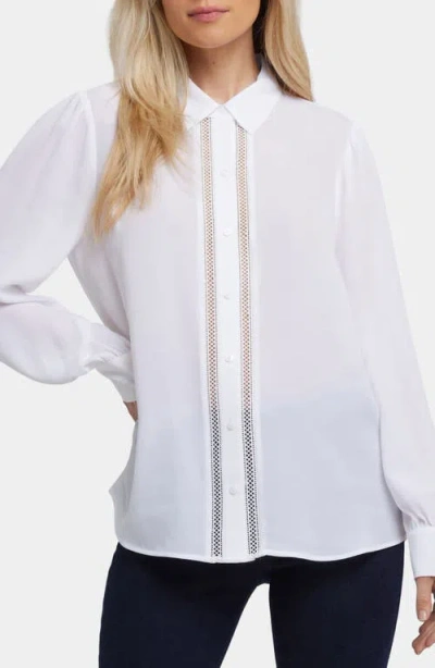 Nydj Tiffany Open Stitch Recycled Polyester Georgette Top In White