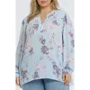 Nydj Plus Size Trinity Split Neck Top In Blue