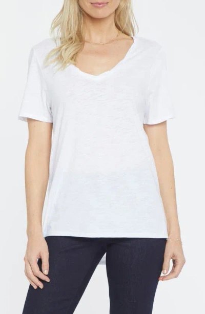 Nydj Twist V-neck T-shirt In Optic White And Black