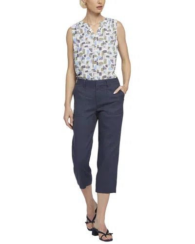 Nydj Utility Oxford Navy Linen-blend Pant Jean In Blue