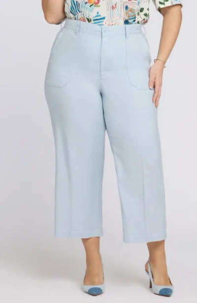 Nydj Utility Wide Leg Capri Linen Blend Pants In Blue