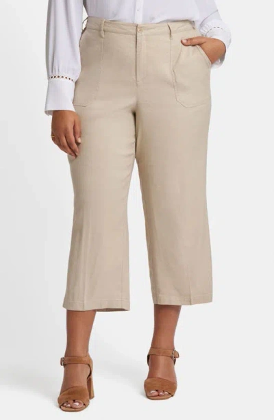 Nydj Utility Wide Leg Capri Linen Blend Pants In Feather