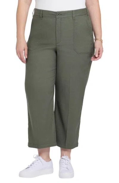 Nydj Utility Wide Leg Capri Linen Blend Pants In Green